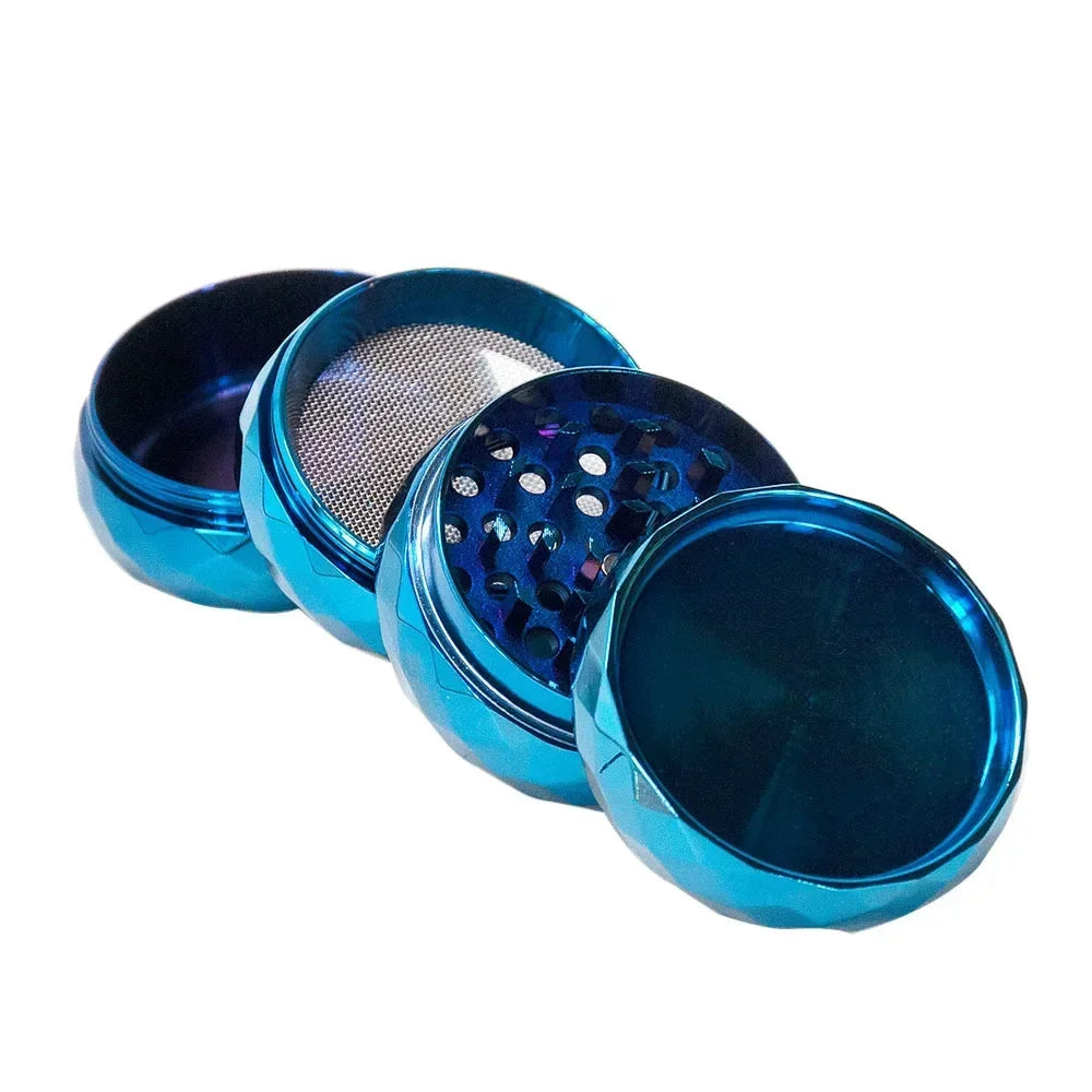 Wavy Zinc Alloy Herb Grinder – 4-Layer Diamond Teeth (43/56mm)