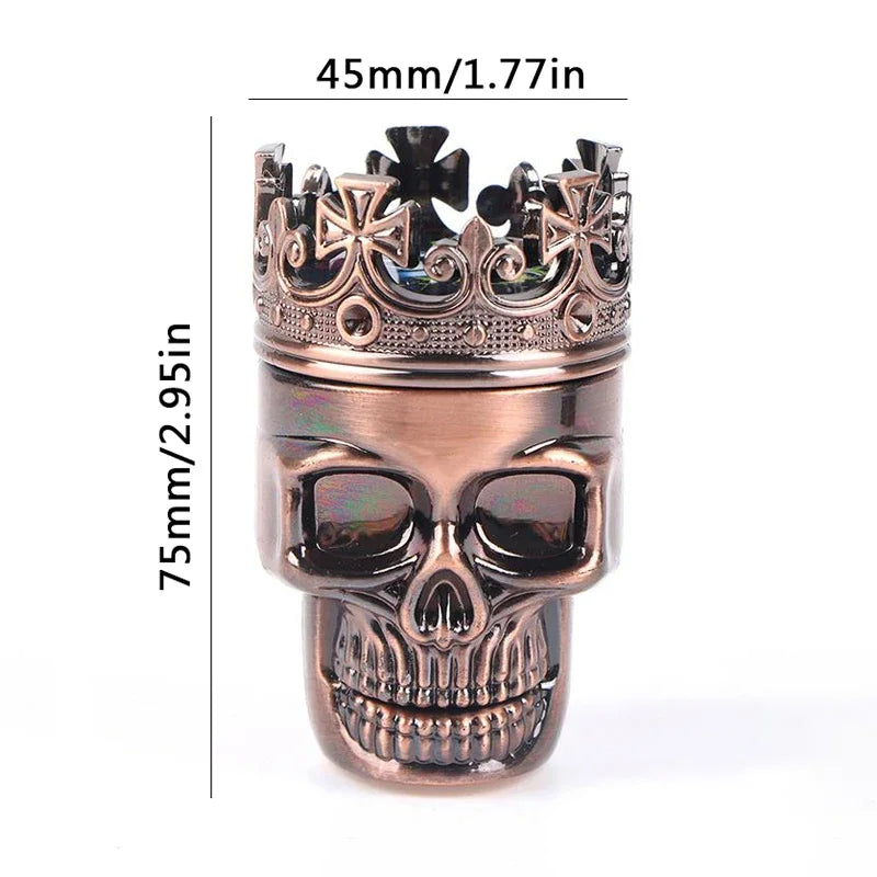 Skull Herb Grinder – 3-Piece Aluminum Grinder with Sharp Teeth