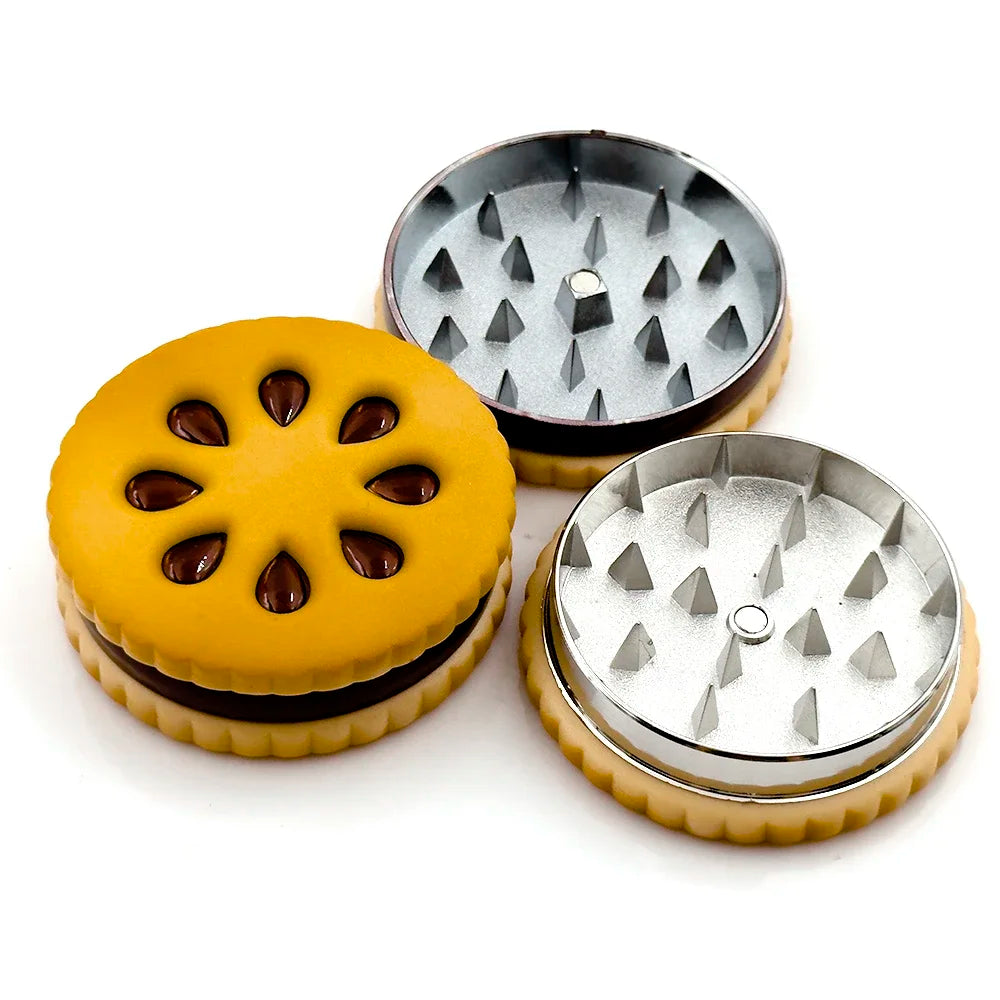 55mm Cookie Metal Herb Grinder – 2-Layer Tobacco & Dried Flowers Grinder