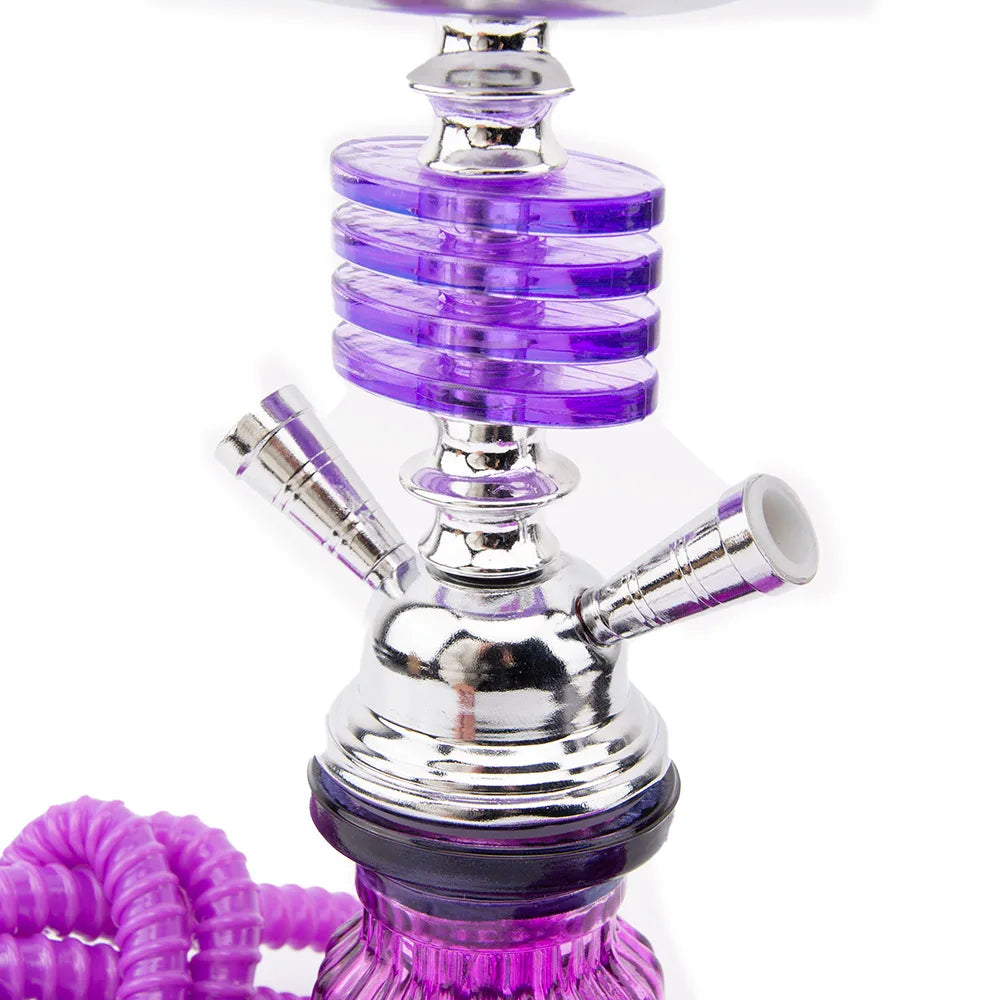 Arabian Glass Shisha Hookah – 4-Layer, Double Hose, Ceramic Bowl, Portable