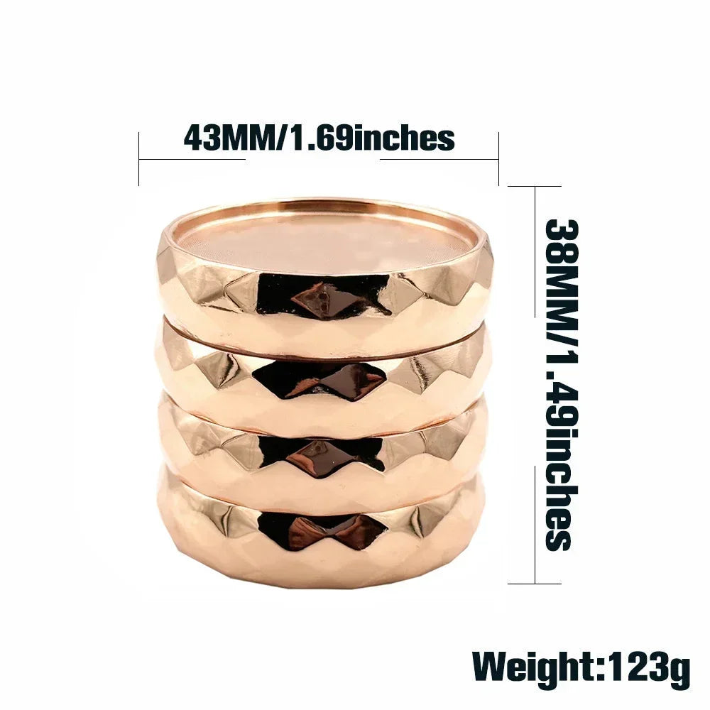 Wavy Zinc Alloy Herb Grinder – 4-Layer Diamond Teeth (43/56mm)
