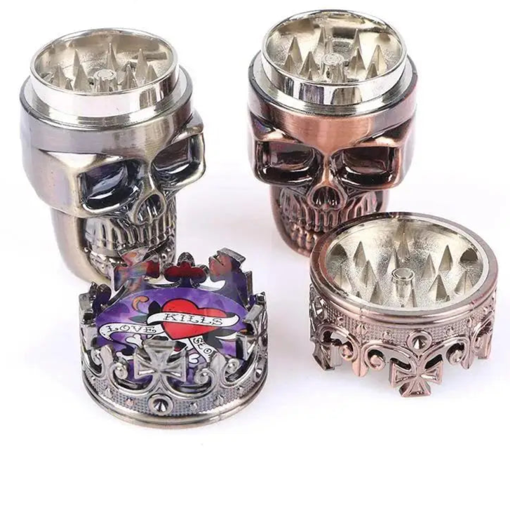 Skull Herb Grinder – 3-Piece Aluminum Grinder with Sharp Teeth