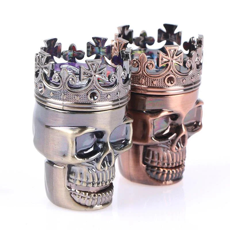 Skull Herb Grinder – 3-Piece Aluminum Grinder with Sharp Teeth