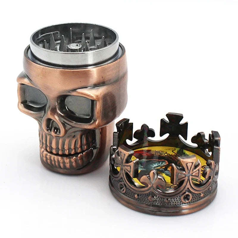 Skull Herb Grinder – 3-Piece Aluminum Grinder with Sharp Teeth